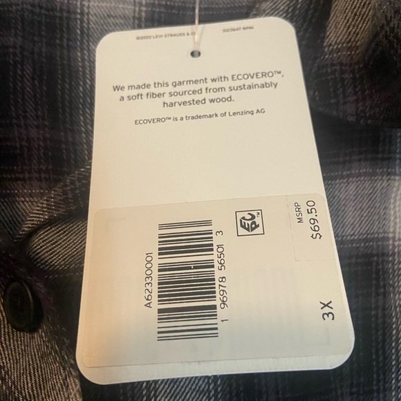 Nwt Levi’s HARRISON RAGLAN PLAID SHIRT (PLUS SIZE) 3xl - Picture 5 of 14